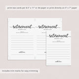 Minimal Calligraphy Retirement Cards Printable