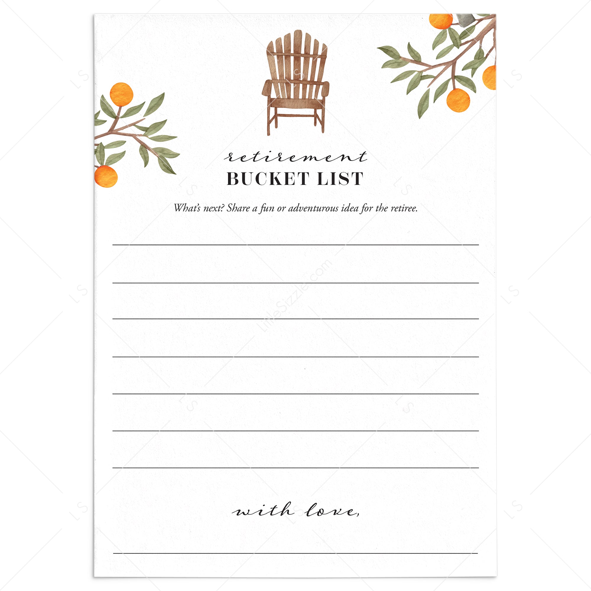 Bucket List for Retirement Cards Printable by LittleSizzle