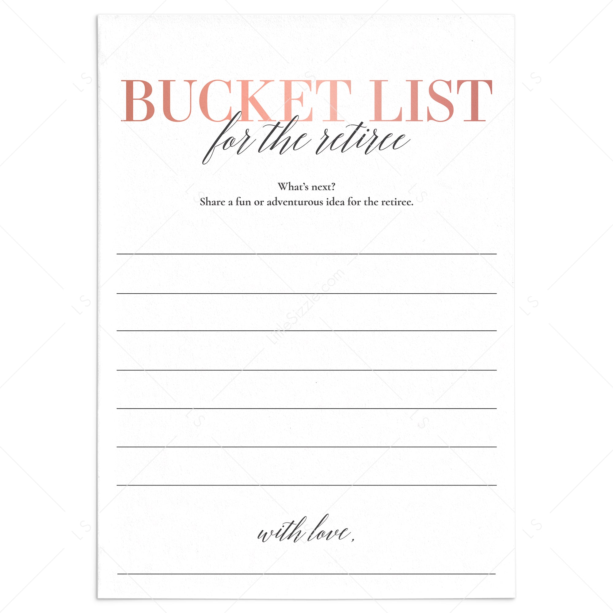 Retirement Bucket List Cards for Her Printable by LittleSizzle