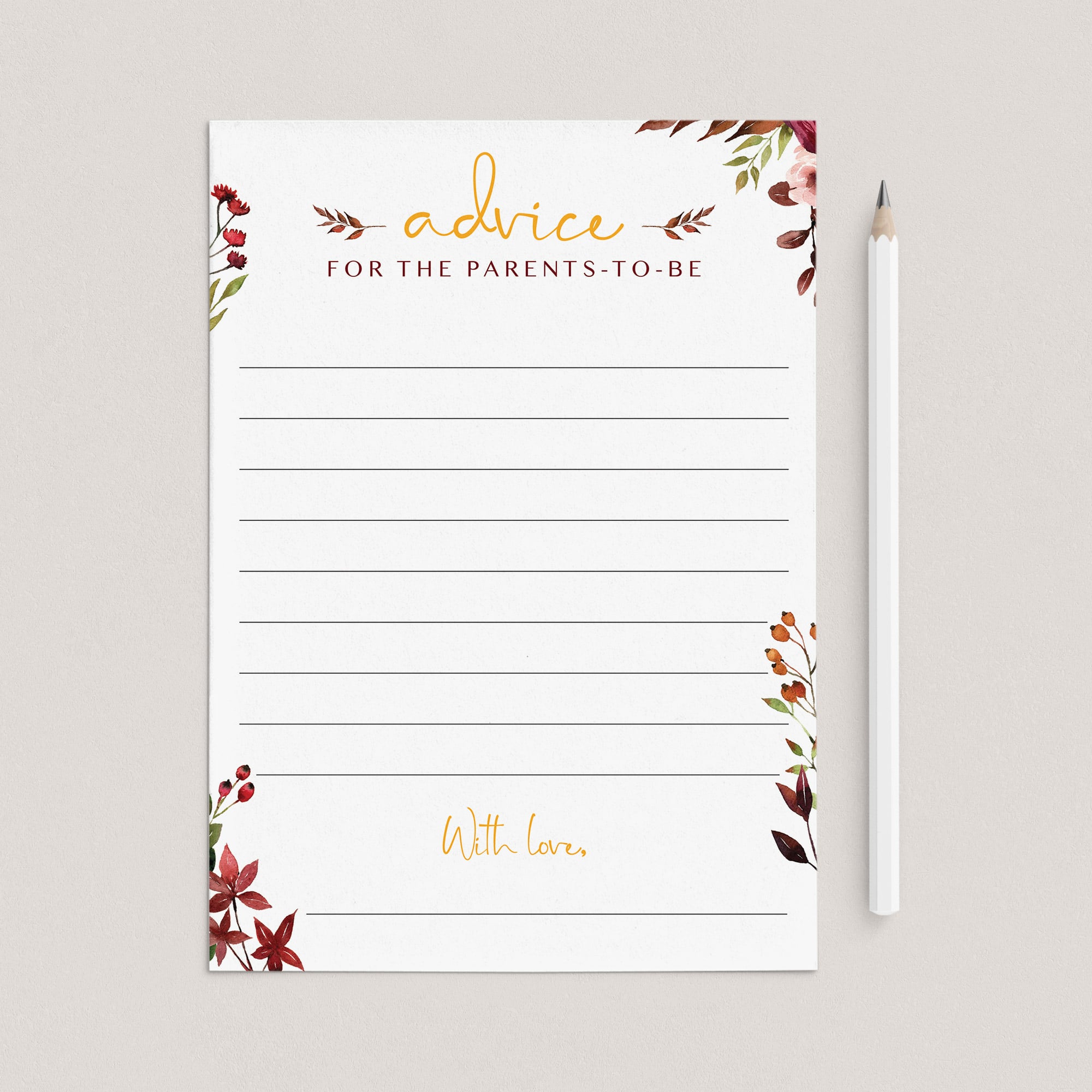 New parents advice cards printable by LittleSizzle