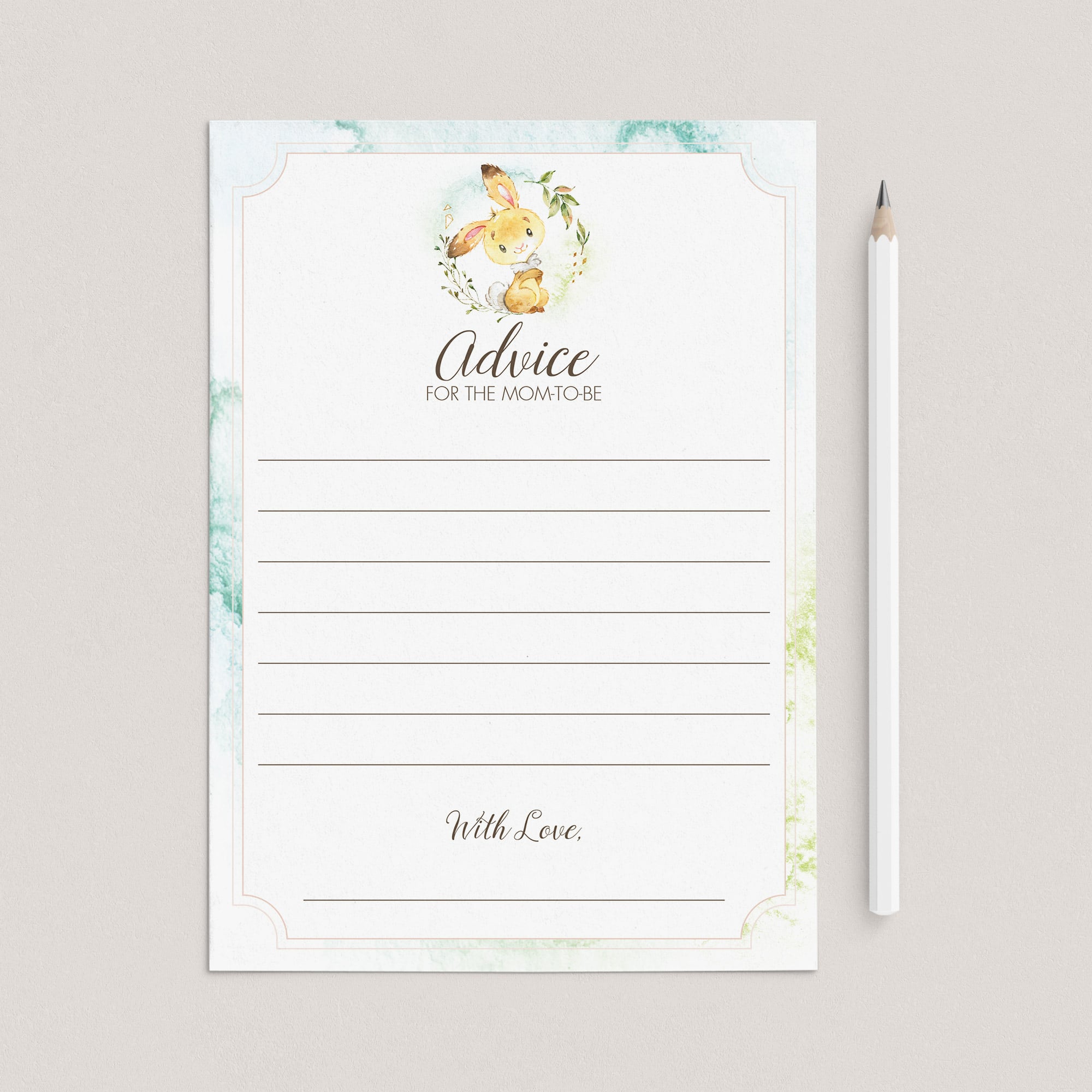 Instant download bunny baby party games advice card by LittleSizzle
