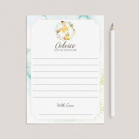 Instant download bunny baby party games advice card by LittleSizzle
