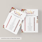 Bohemian BabyShower Baby Traits Game Printable