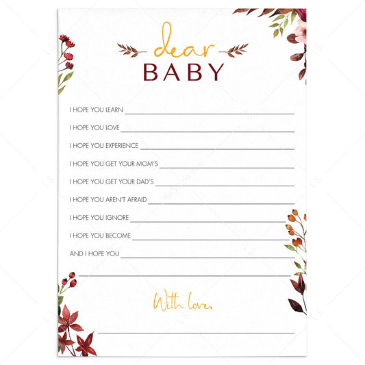 Burgundy floral wishes for baby cards by LittleSizzle