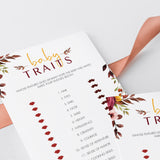 Bohemian BabyShower Baby Traits Game Printable