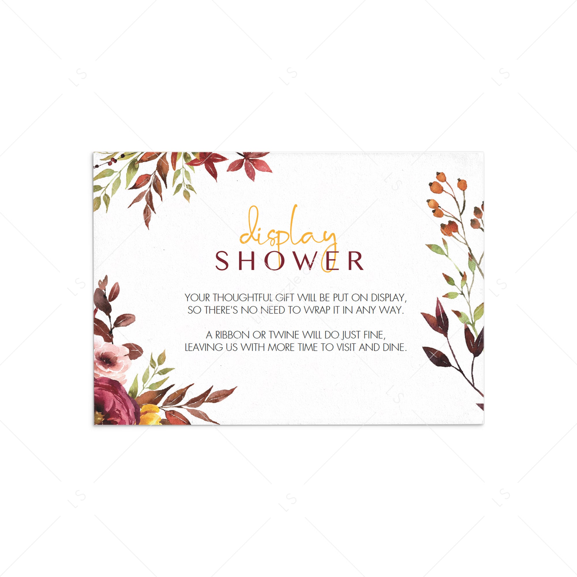 Floral Display Shower Card PDF-Template by LittleSizzle