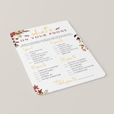 Bohemian Bridal Party Game What's On Your Phone