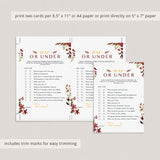 Editable Over or Under Game Template Bohemian Theme