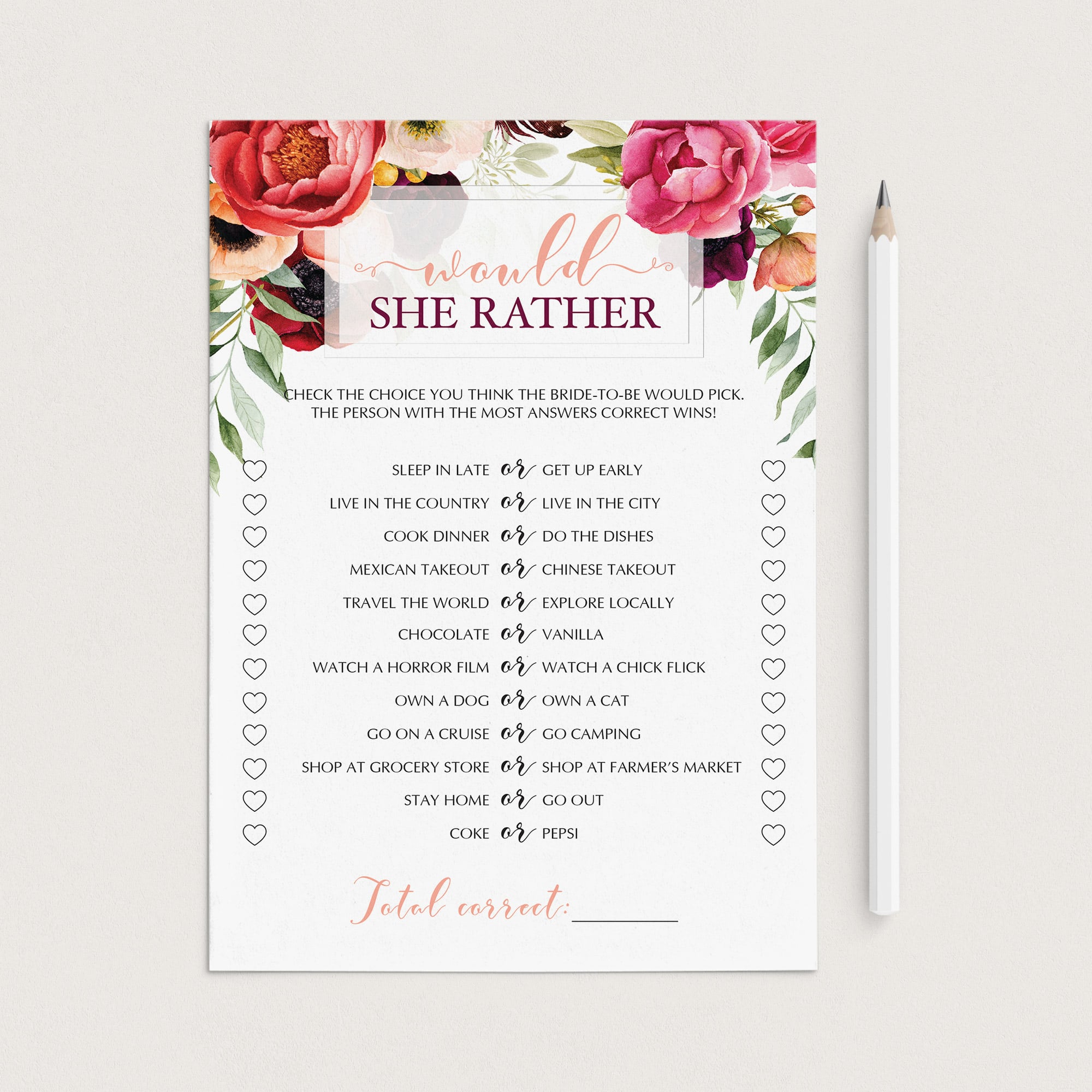 floral would she rather game for wedding showers by LittleSizzle