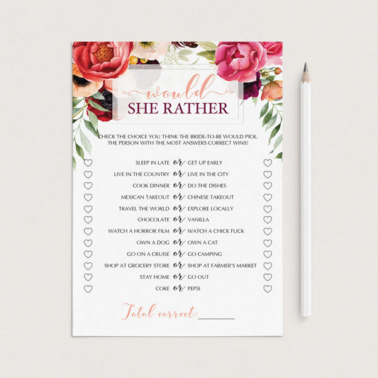 floral would she rather game for wedding showers by LittleSizzle