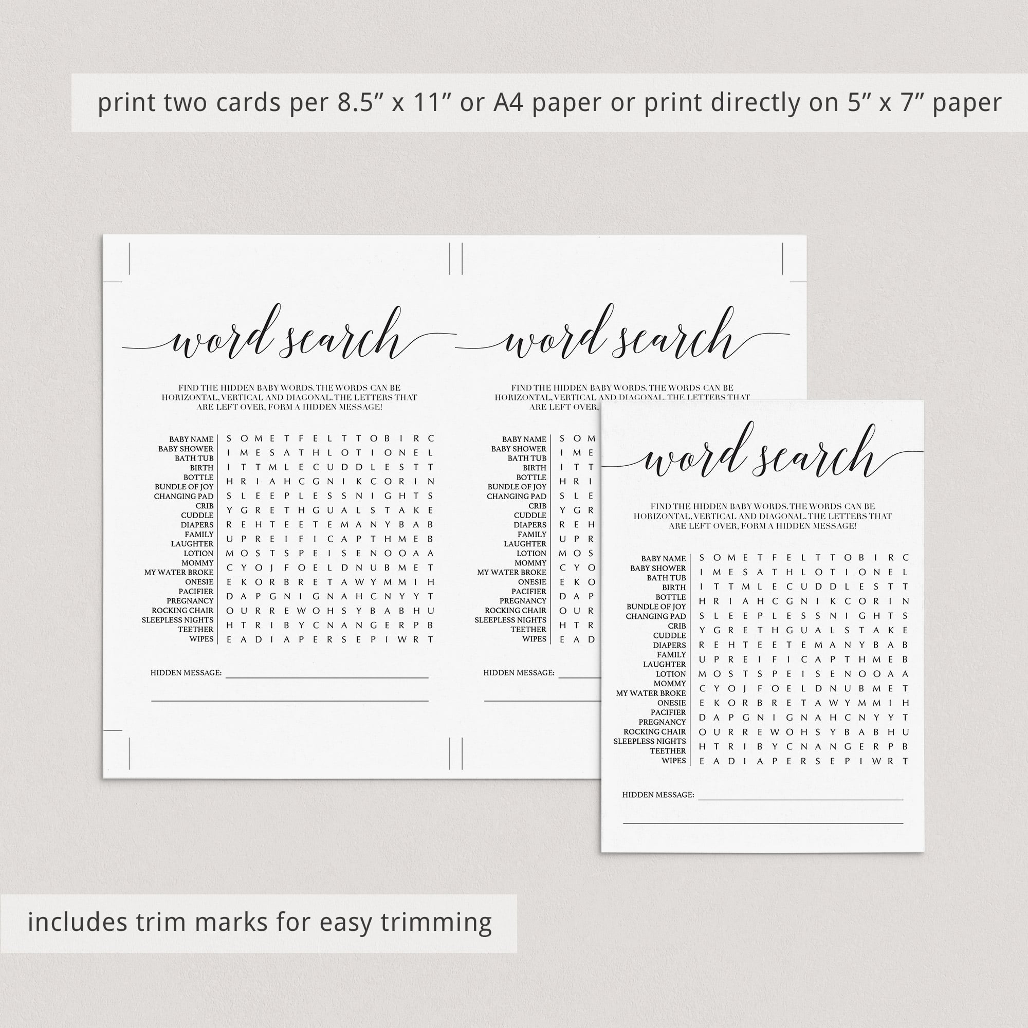 DIY printable baby shower games by LittleSizzle