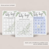 Complete Baby Bingo Game Set with Green Foliage
