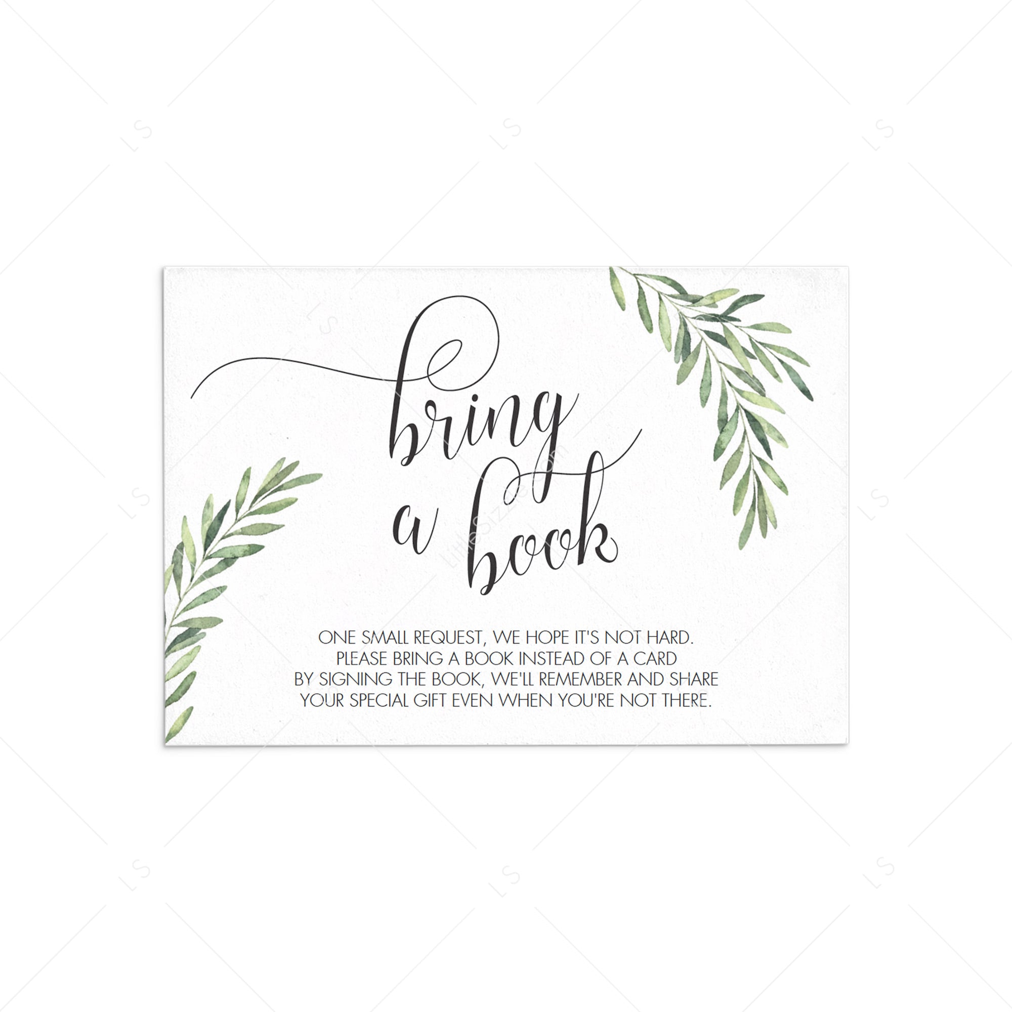 Green Bring a Book for Baby Cards Instant Download by LittleSizzle