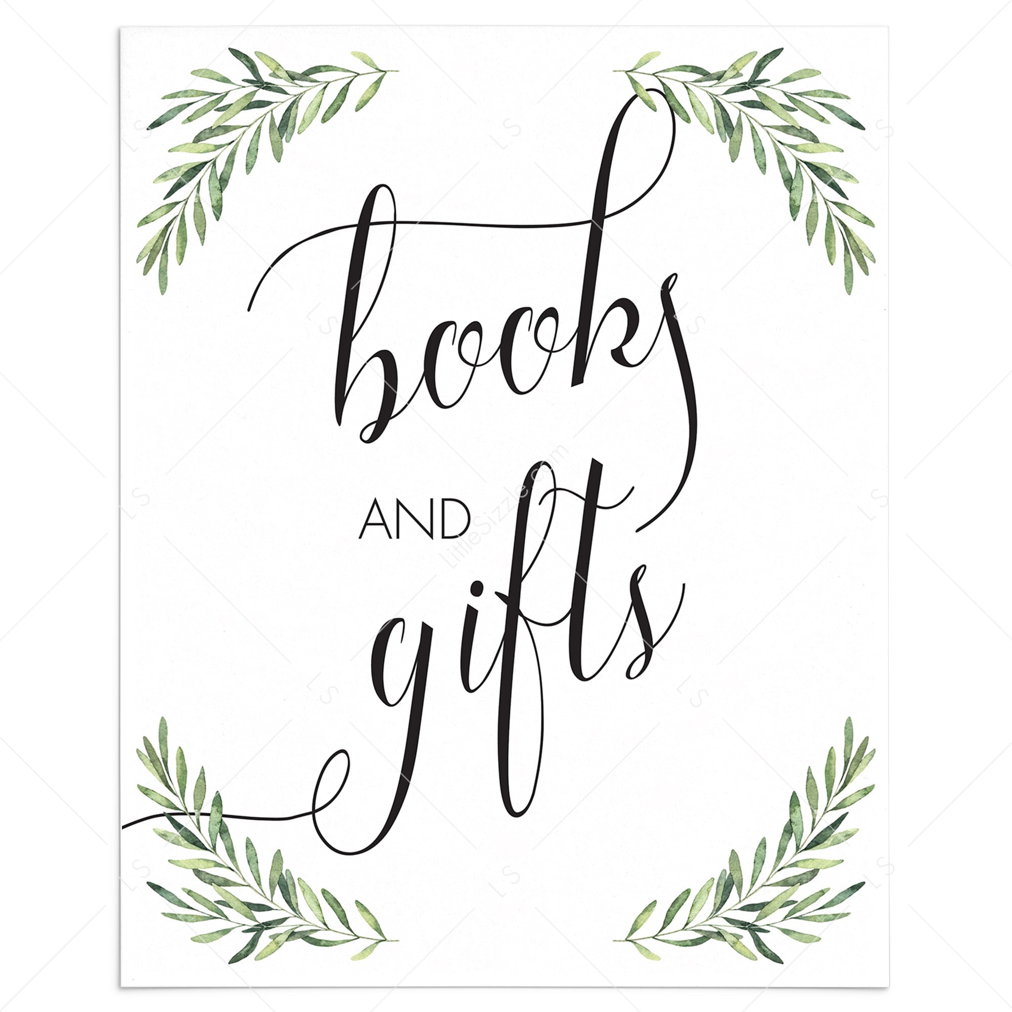 Greenery Baby Shower Decorations Books & Gifts Sign by LittleSizzle