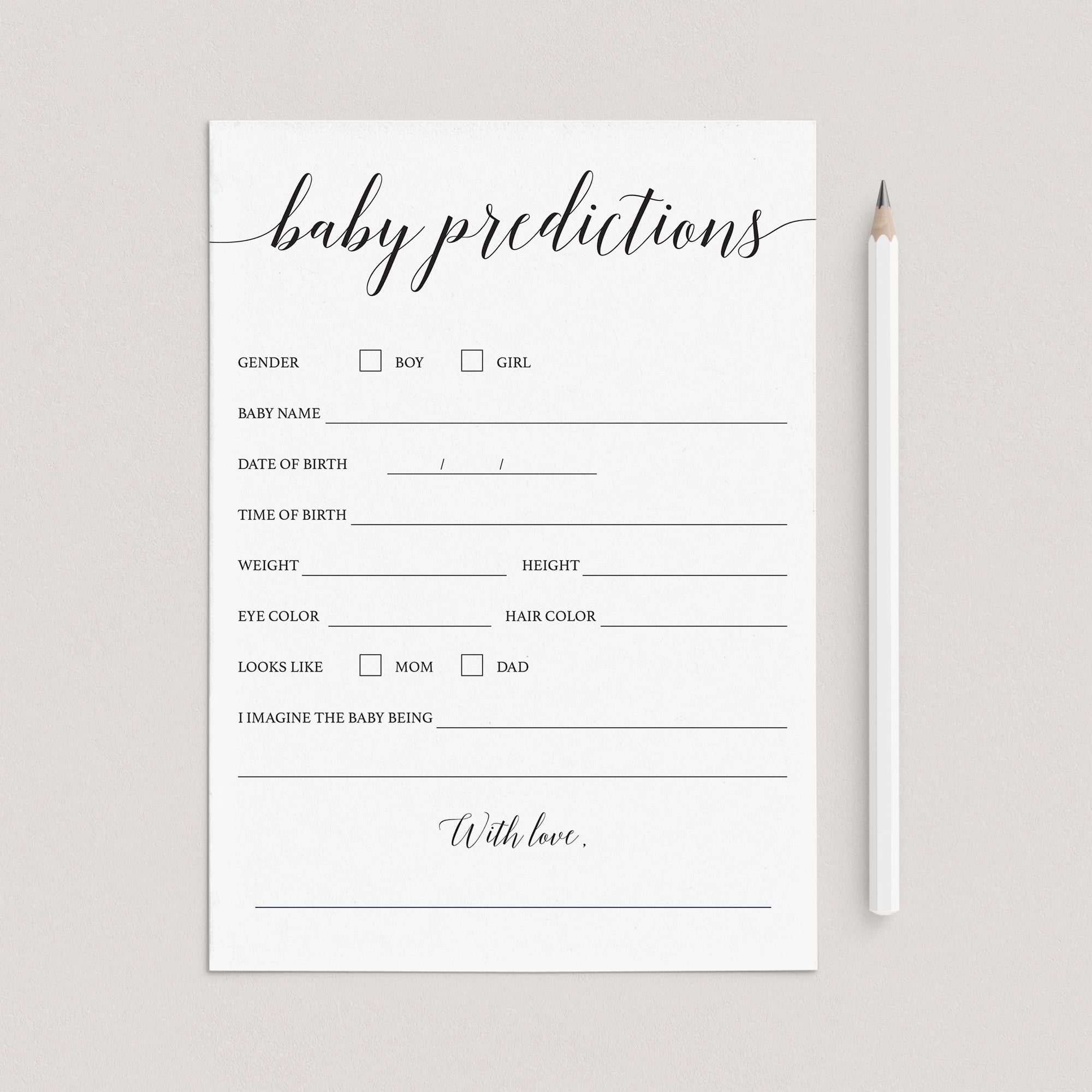 Gender reveal baby predictions game by LittleSizzle