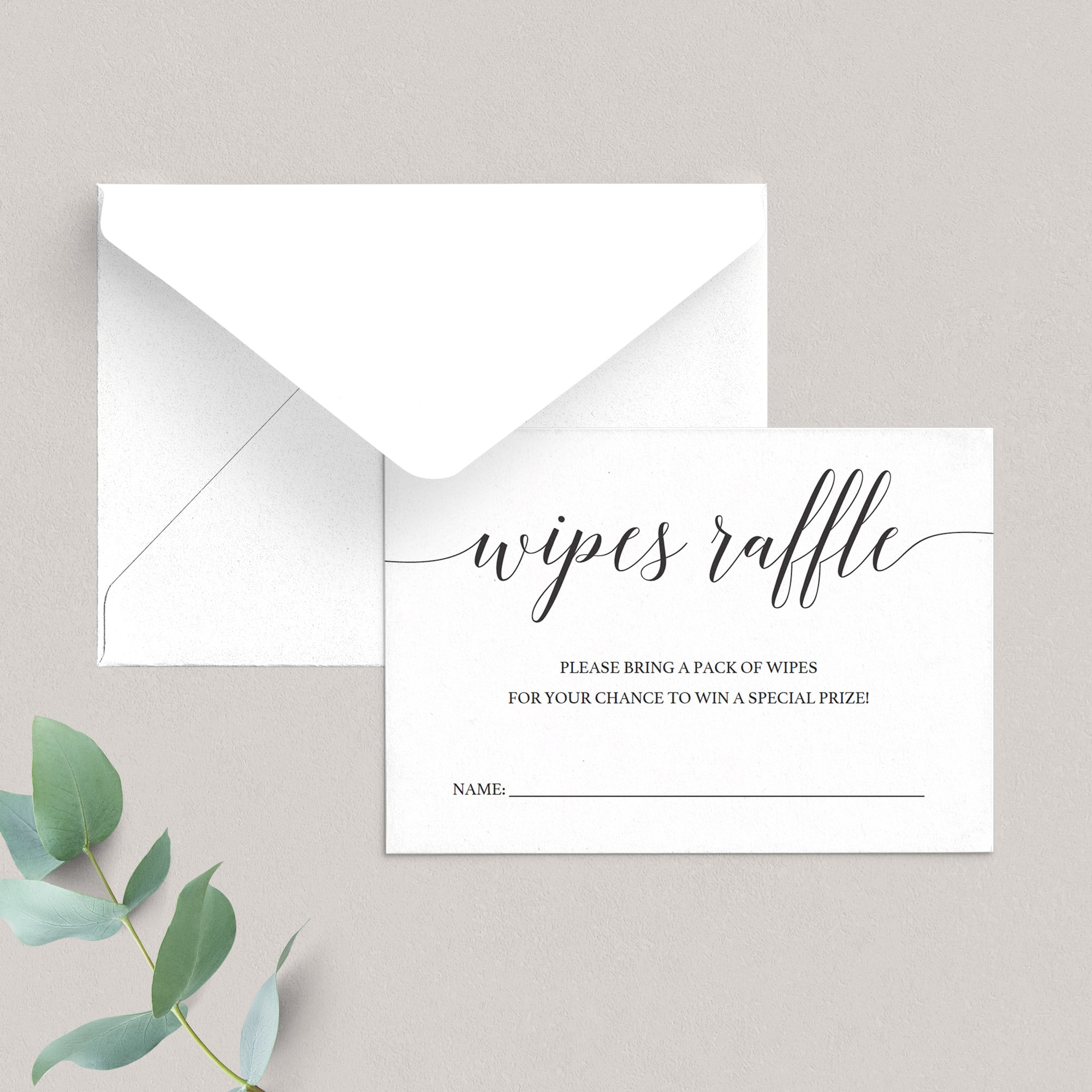 Wet wipes raffle cards printable by LittleSizzle