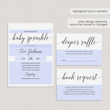 Printable Baby Sprinkle Invitation Set with Calligraphy Font