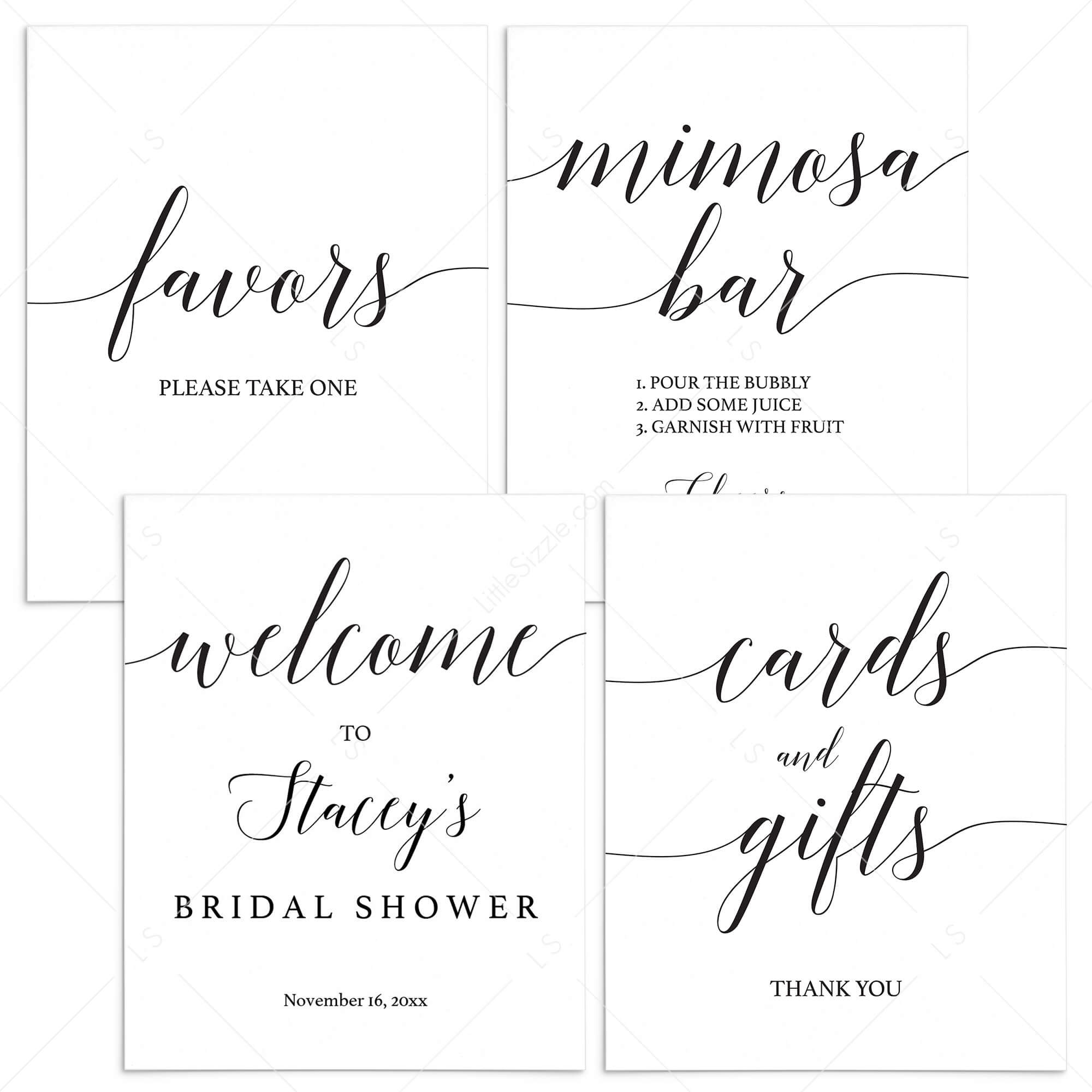 Printable Mimosa Bar sign with calligraphy font instant download