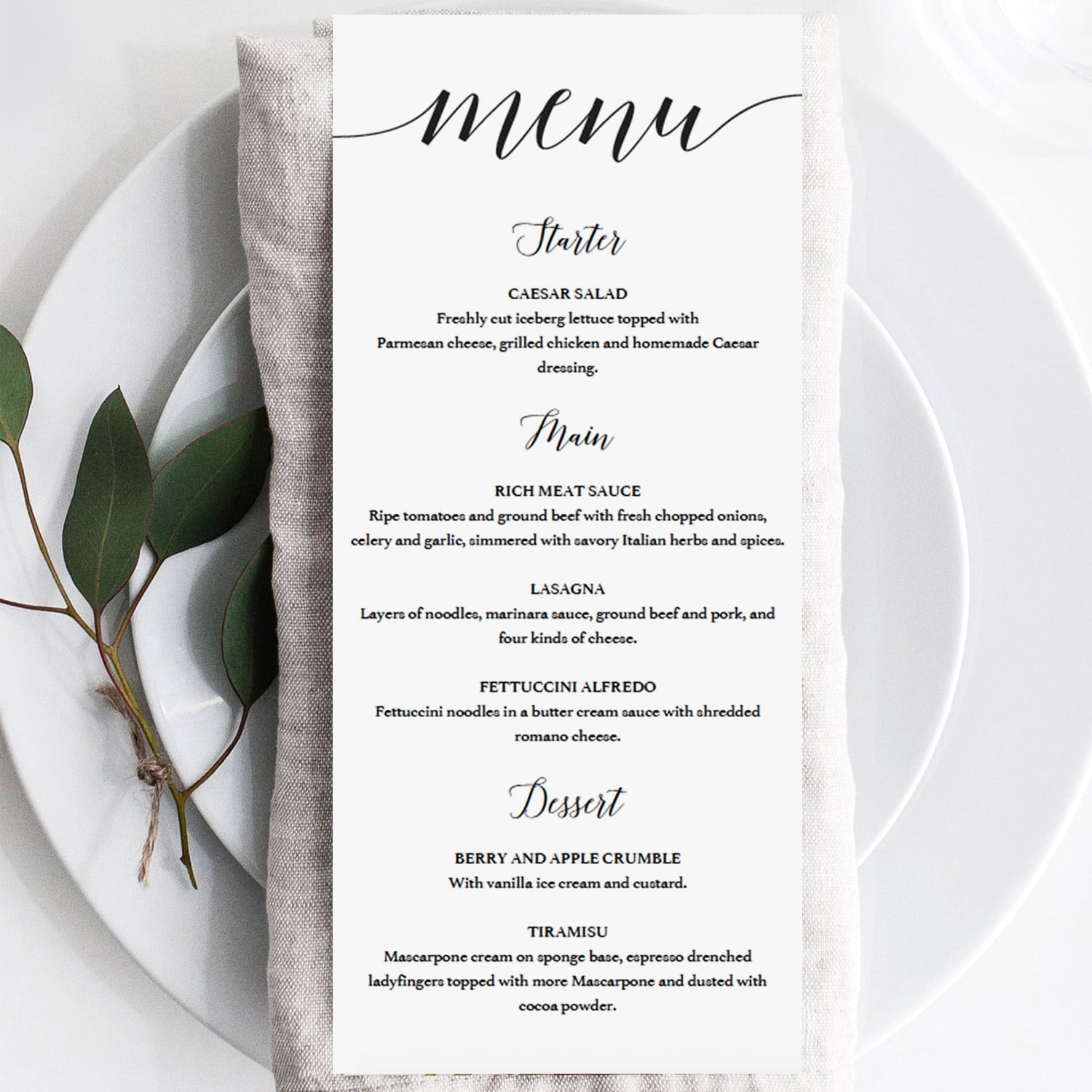 DIY Menu Template Black & White by LittleSizzle