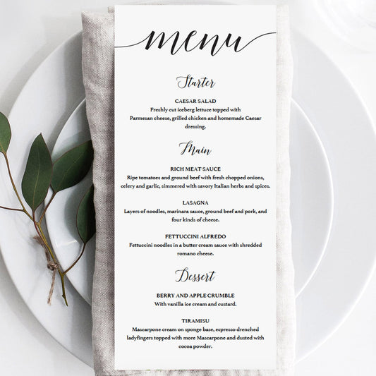 DIY Menu Template Black & White by LittleSizzle