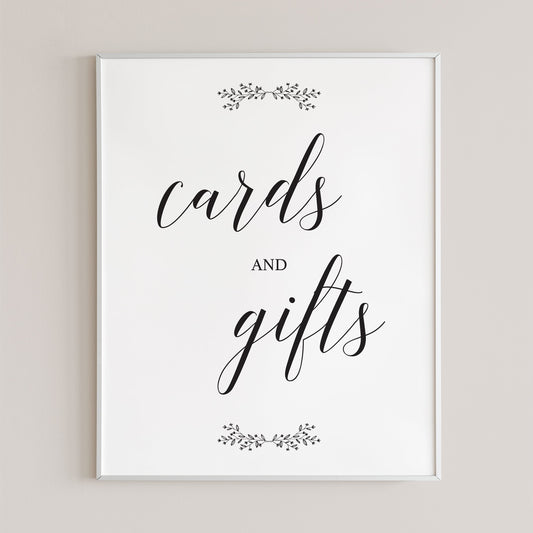 Black and White Cards and Gifts Sign Printable by LittleSizzle
