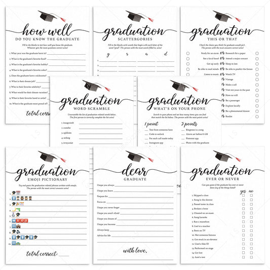 8 Printable Graduation Games Calligraphy by LittleSizzle