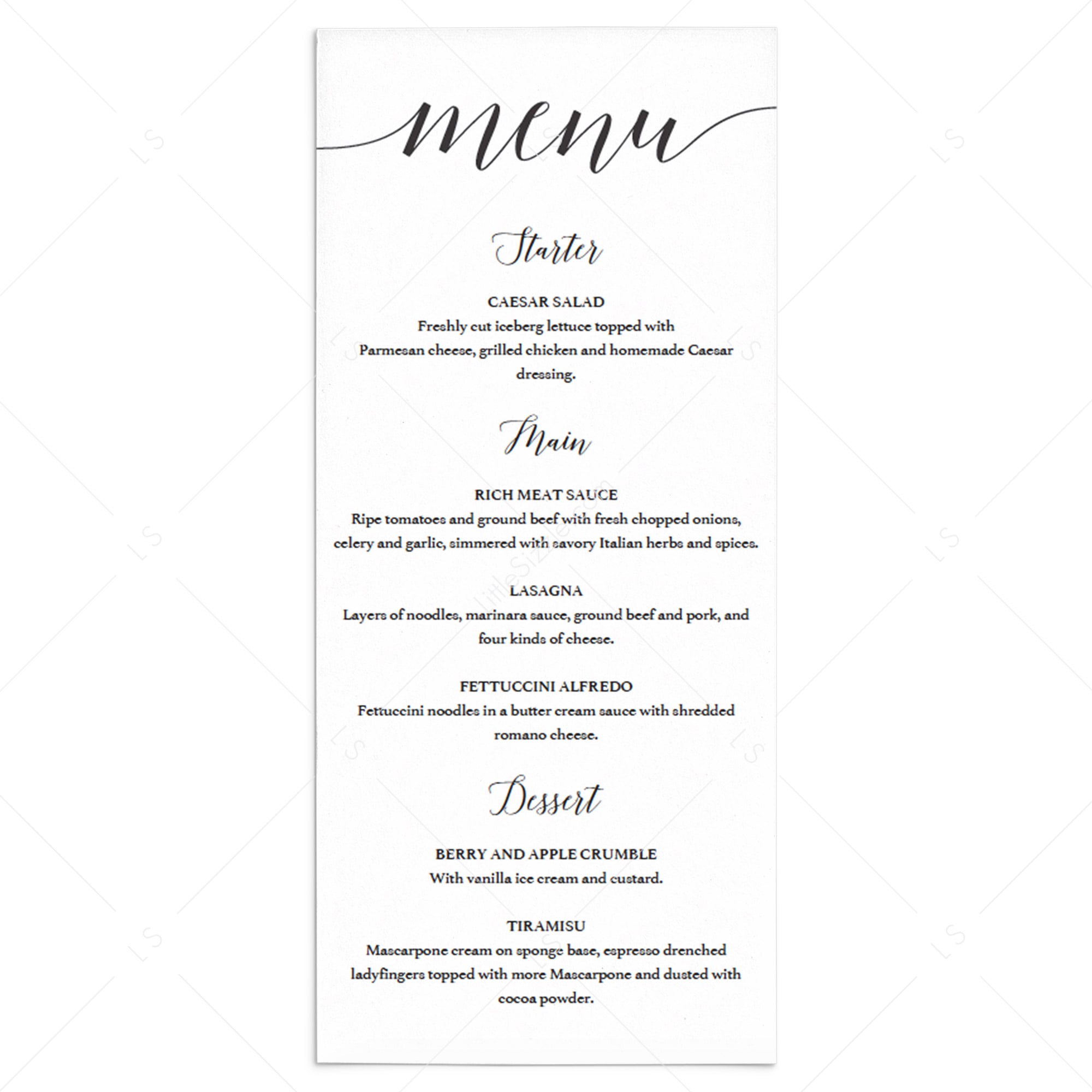 DIY Menu Template Black & White by LittleSizzle