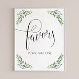 Greenery Favors Sign Printable Instant Download by LittleSizzle