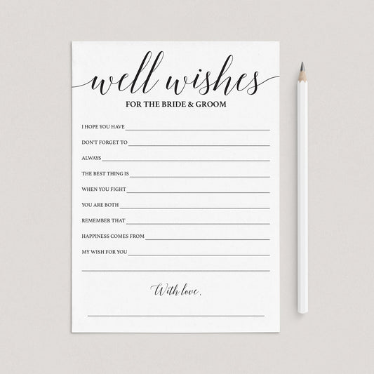 Calligraphy Wedding Well Wishes Card Printable by LittleSizzle