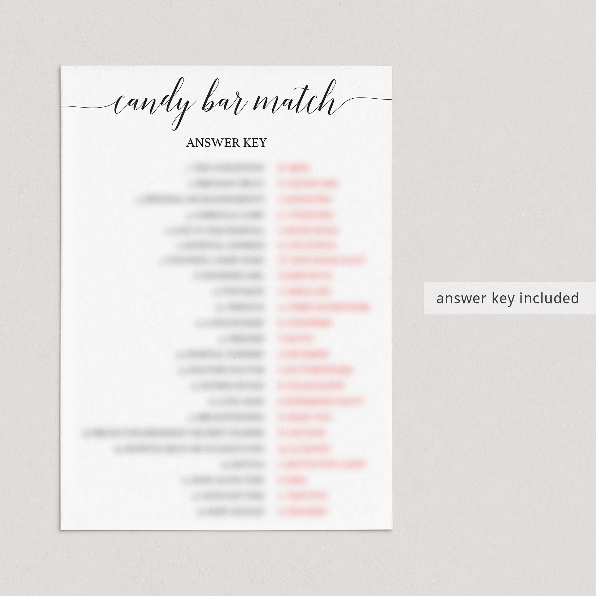 Candy bar match up baby shower game answers by LittleSizzle