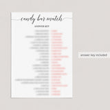 Candy bar match up baby shower game answers by LittleSizzle