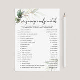 Greenery Gold Baby Shower Game Pregnancy Candy Match by LittleSizzle