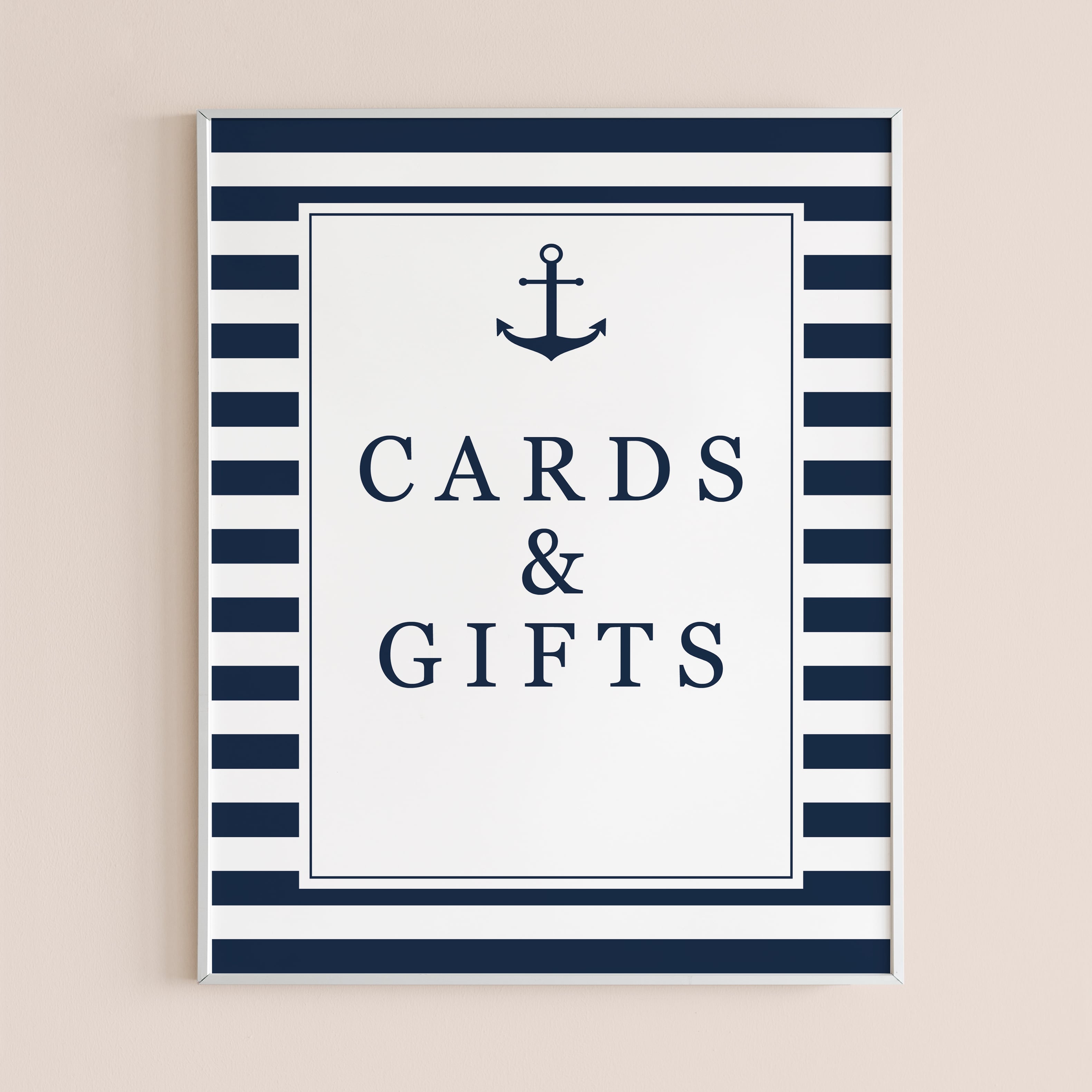 Printable cards and gifts sign for nautical themed party by LittleSizzle