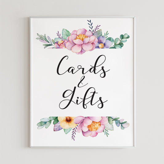 Floral shower cards and gifts sign printable by LittleSizzle