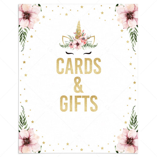 Pink floral table signs for cards and gifts printable by LittleSizzle