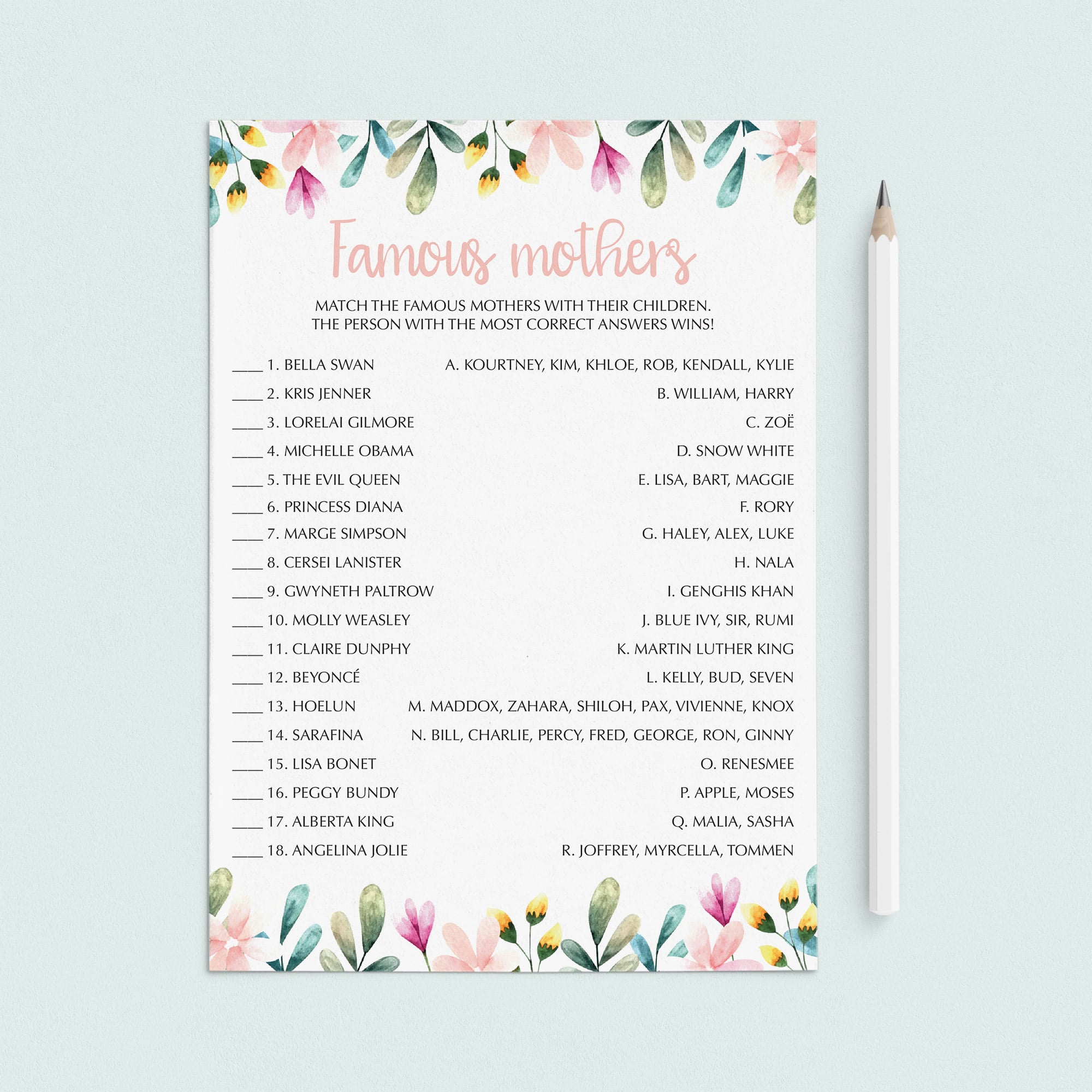 Celebrity Moms Game Download Printable & Virtual by LittleSizzle