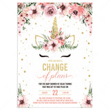 Change of Date Girl Baby Shower Announcement Card PDF Template by LittleSizzle