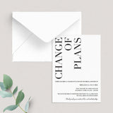 Modern postponed announcement cards by LittleSizzle