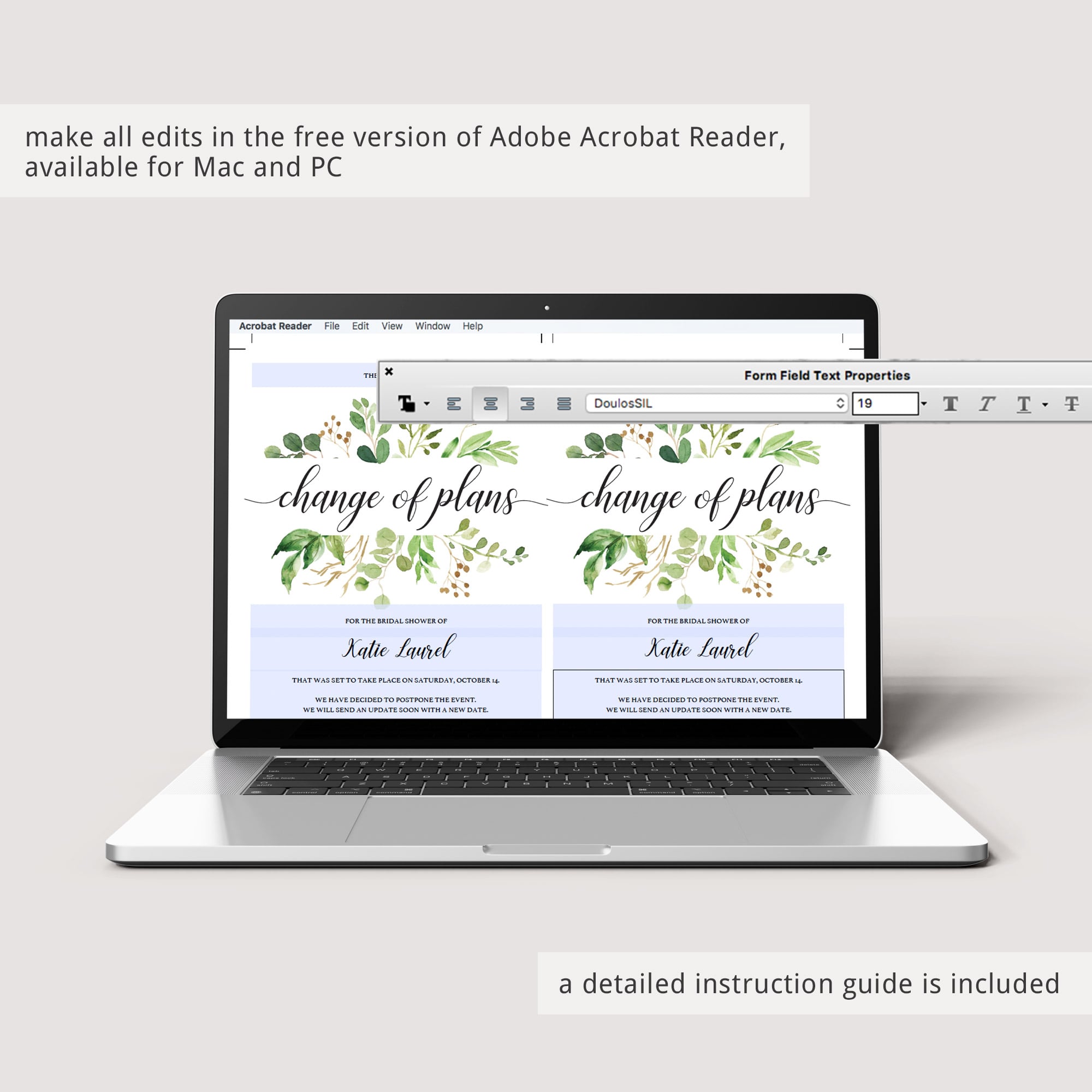 Change the date PDF template greenery theme by LittleSizzle