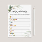 Greenery Bridal Shower Emoji Pictionary Game Printable by LittleSizzle