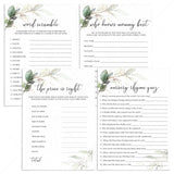Greenery and Gold Baby Shower Games Bundle Printable by LittleSizzle