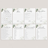 8 Greenery and Gold Themed Baby Shower Games Printable by LittleSizzle