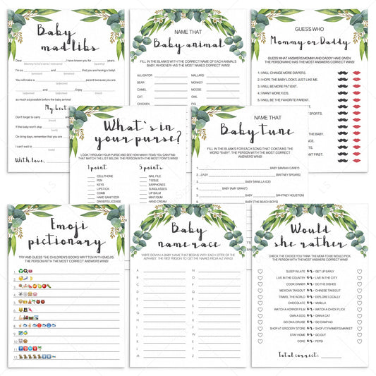 Modern chic baby shower games bundle printable by LittleSizzle