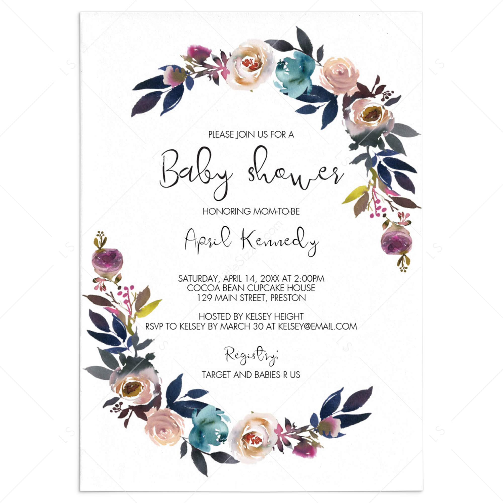 Bohemian Baby Shower Invitation Template