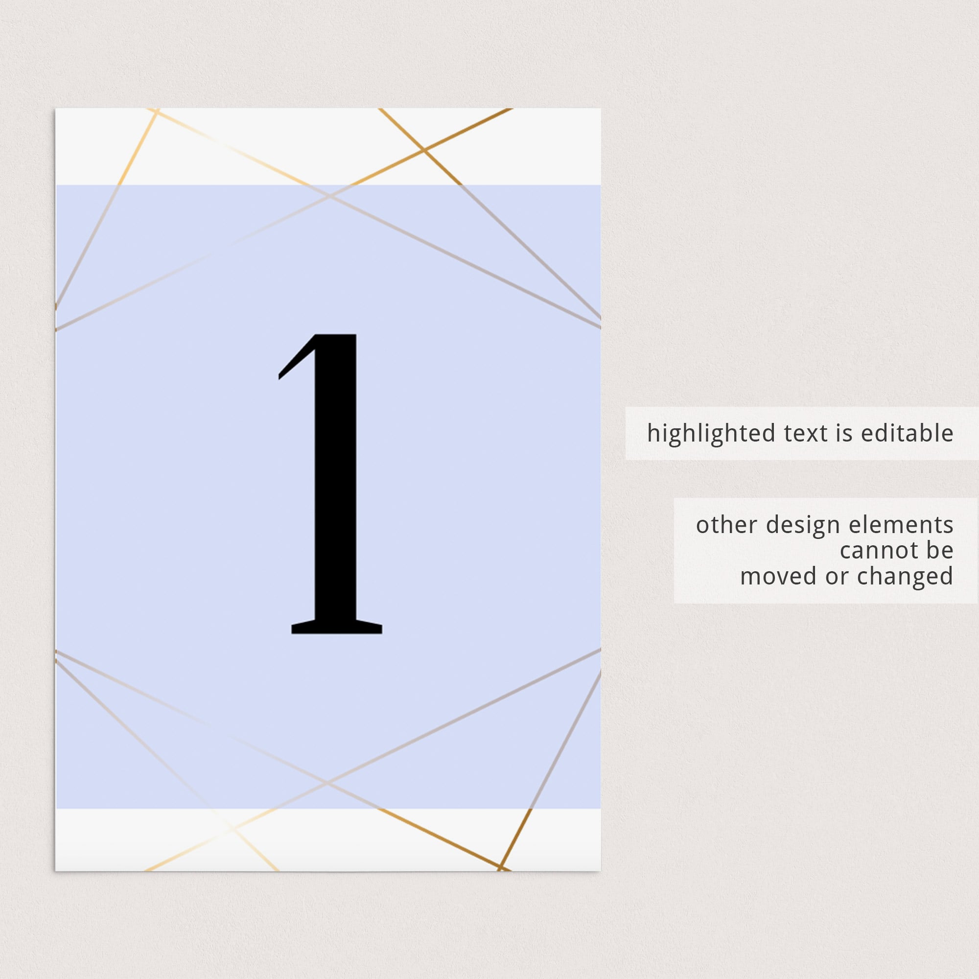 Faux gold table numbers template instant download PDF by LittleSizzle