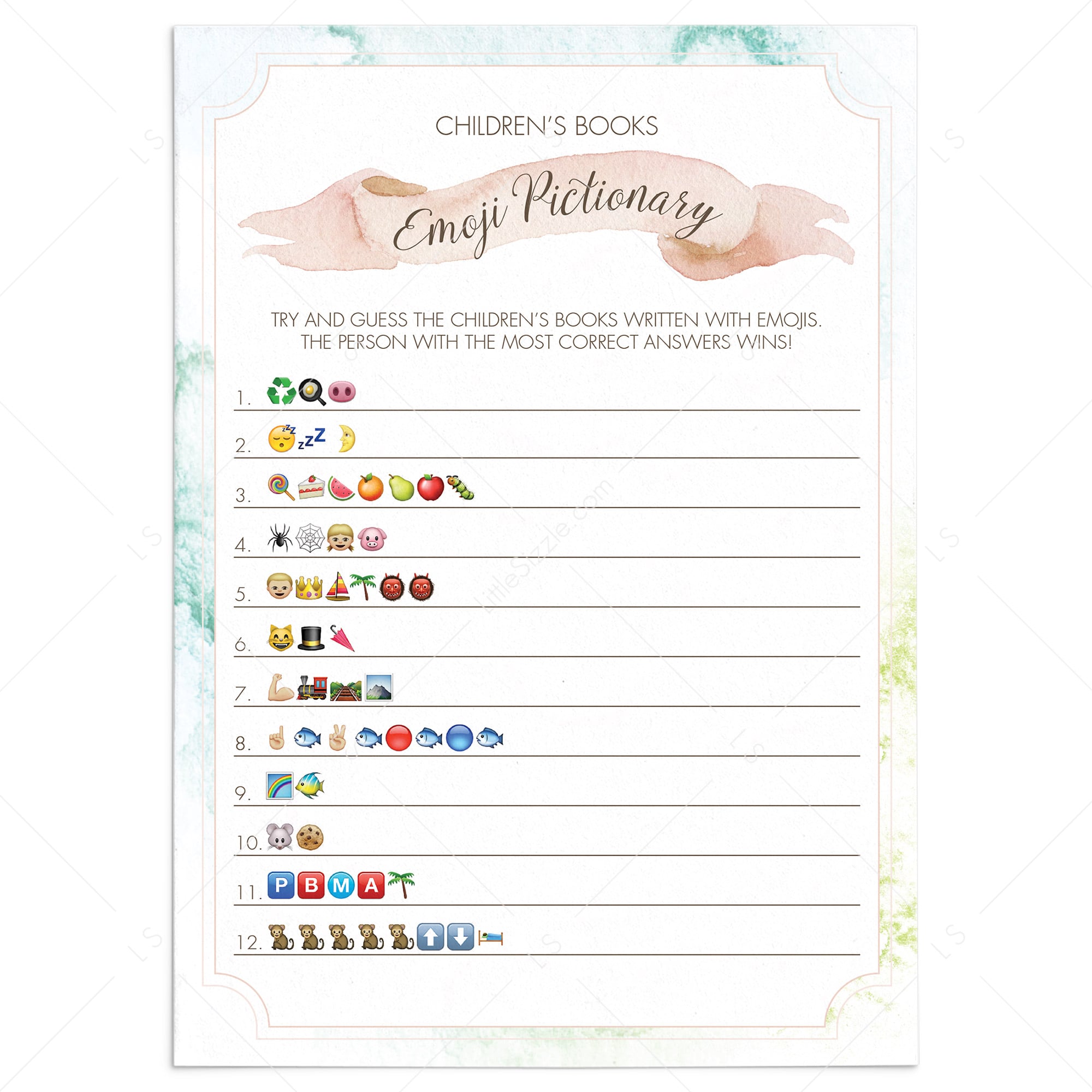 Printable Emoji game for baby shower by LittleSizzle