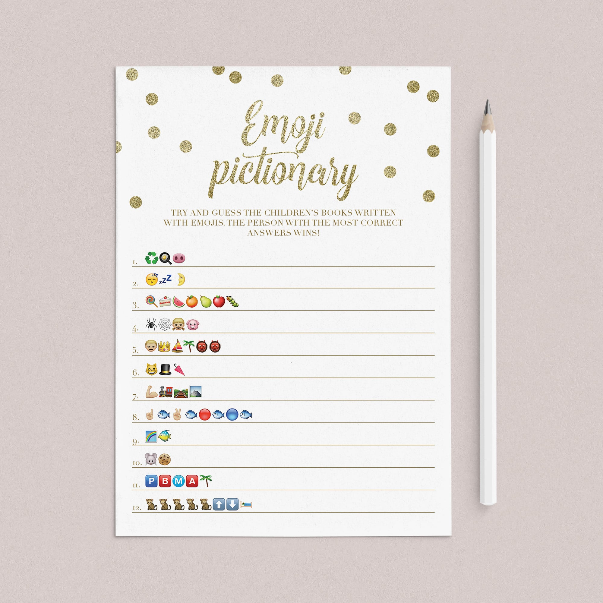 Gold glitter baby shower games download by LittleSizzle