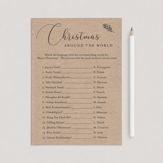 Rustic Christmas Party Game Merry Christmas Around The World by LittleSizzle