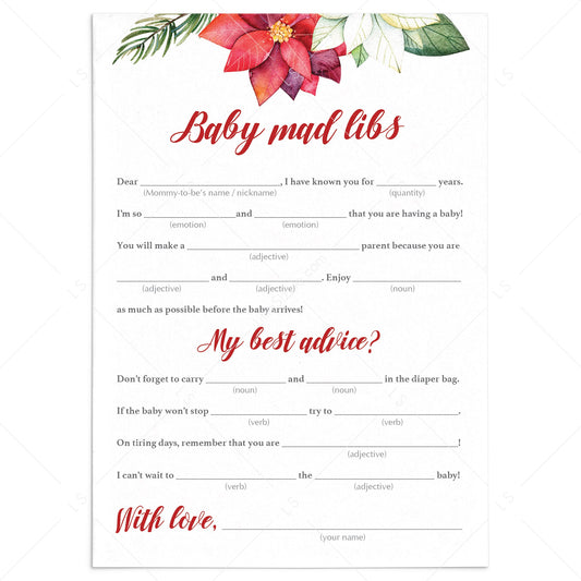 Holiday Baby Shower Fill In The Blanks Advice Cards by LittleSizzle