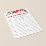 Red Floral Baby Shower Game Name The Baby Animal